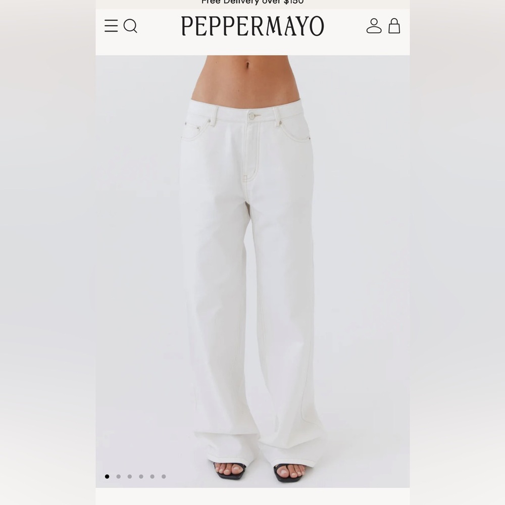 Peppermayo Keanna Low Rise Denim Jeans - Ivory size 6 fits like 8